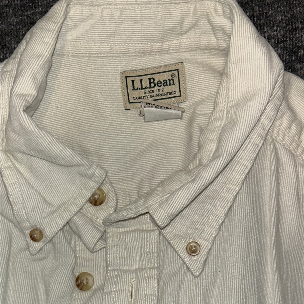 L.L. Bean Men's Off-White Button-Down Corduroy Shirt